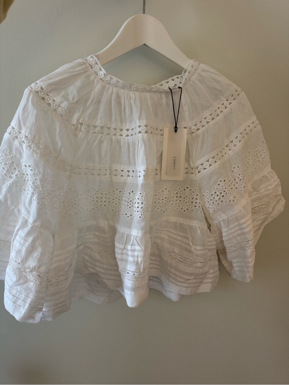A loves A White Eyelet Peasant Blouse